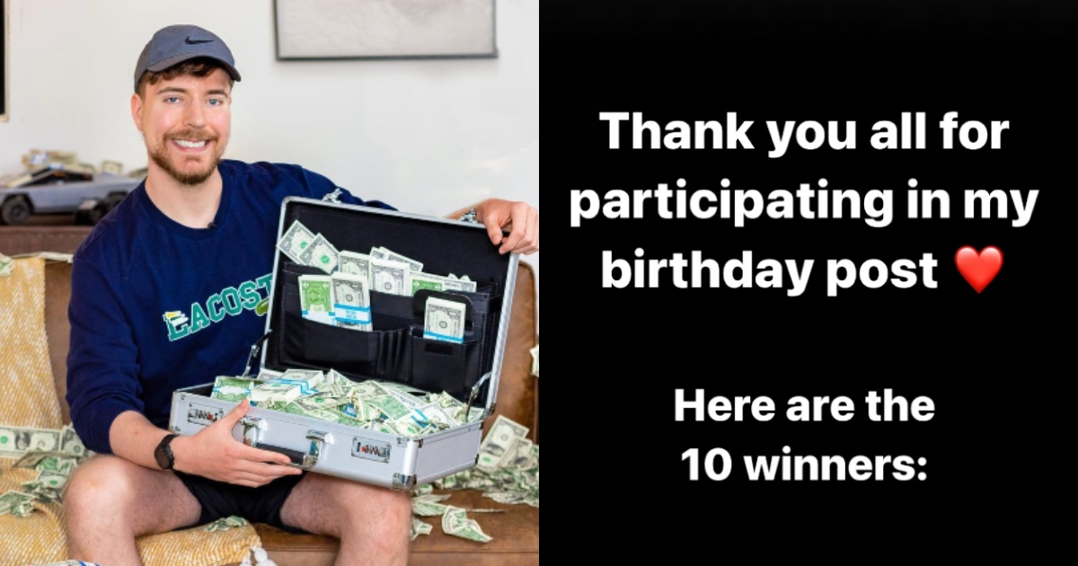 MrBeast announces the 10 winners of his $100,000 (P5 million) birthday ...