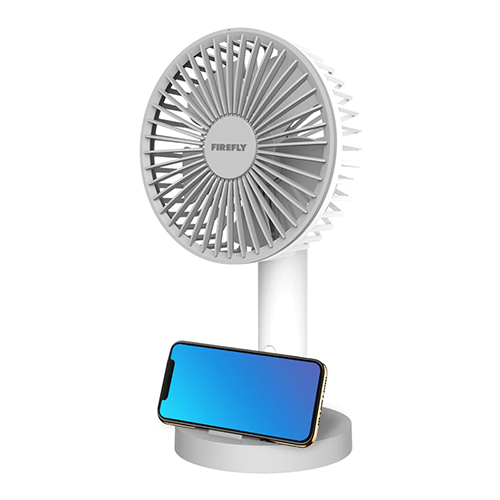Rechargeable: Firefly Portable Handy Stand Fan with Mobile Phone Holder