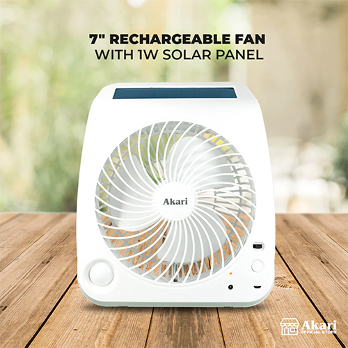 Akari Rechargeable Fan with 1W Solar Panel 7"