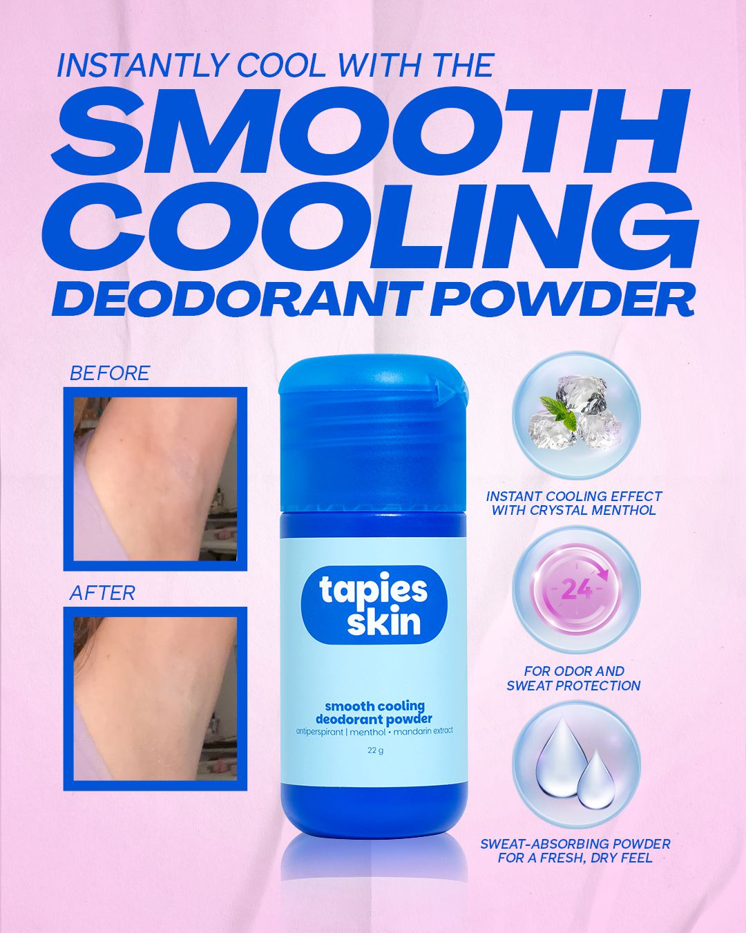 Tapies Skin Smooth Cooling Deodorant Powder